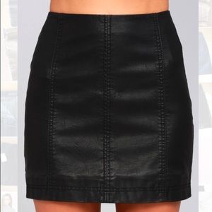 Free People FEMME BLACK VEGAN LEATHER MINI SKIRT